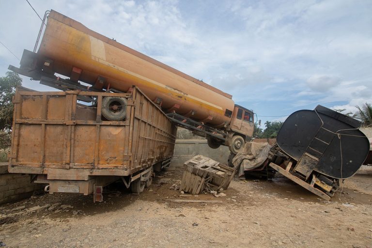 Position of the truck after being hit by the Aceh Tamiang flash flood