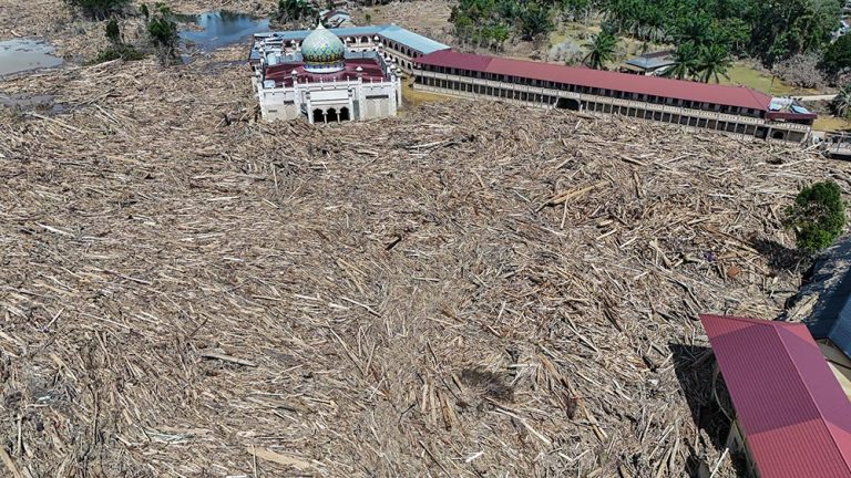 Flash Flood in Aceh Tamiang Carries Large Timber Logs